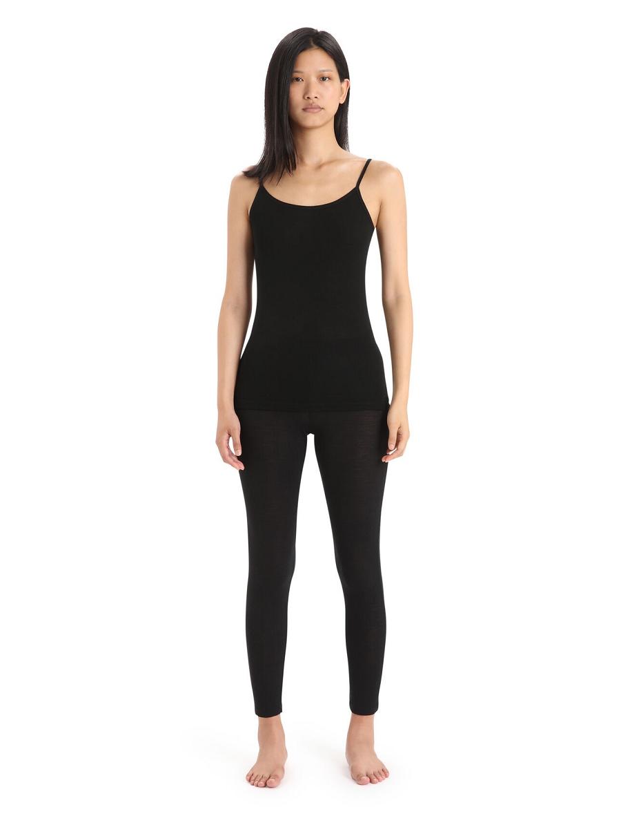 Black Icebreaker Merino 175 Everyday Cami Thermal Singlet Women's Underwear | AU 1693DFMN